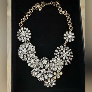 J Crew Lattice Floral Rhinestone Statement Necklace in Excellent Condition